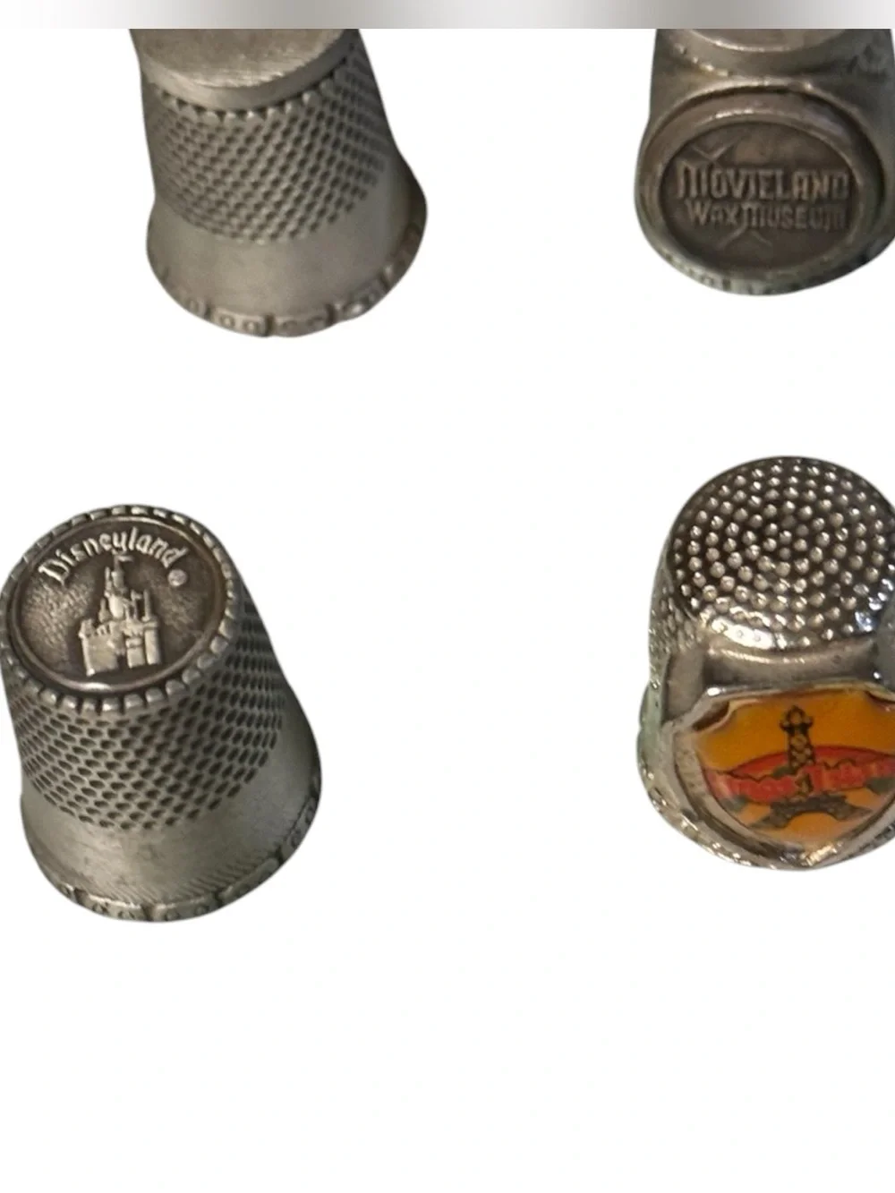 6 Pc 70’s & 80’s Pewter Thimble Amusement Park Bundle Disney Universal Sea World